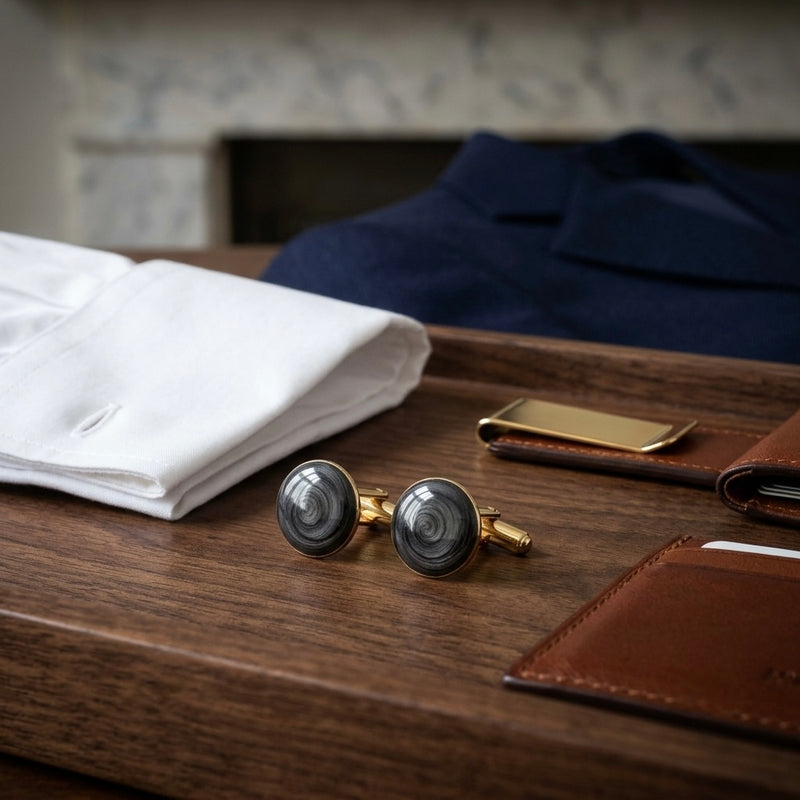 Elegant Black Onyx-Style Cufflinks