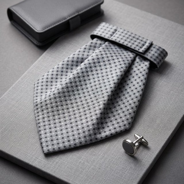 Silver Grey Geometric Cravat