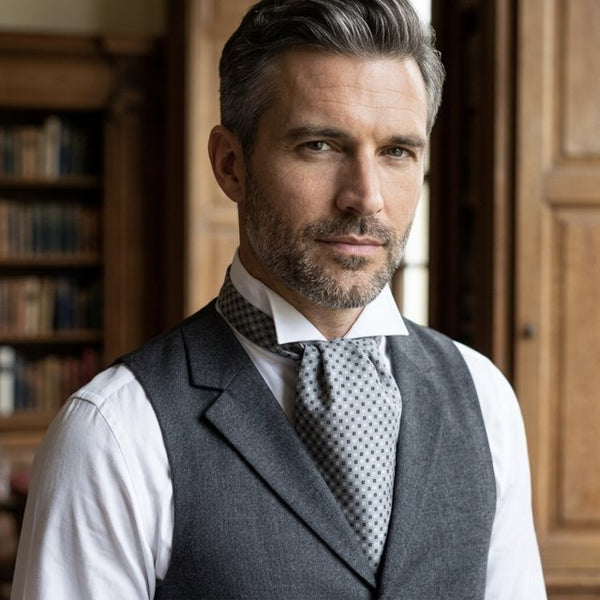 Silver Grey Geometric Cravat