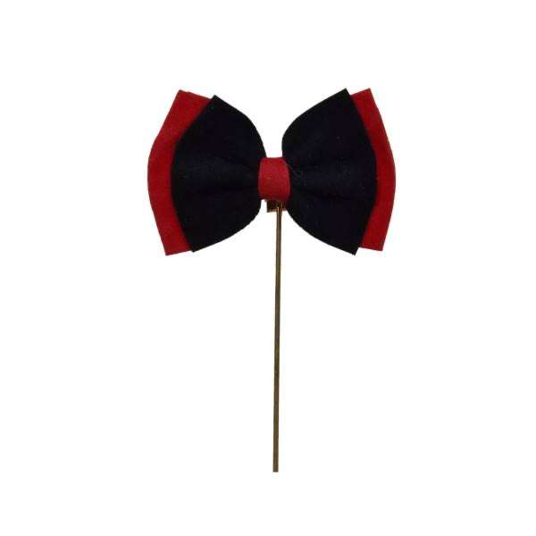 Black & Red Bow Brooch – Elegant Statement Accessory