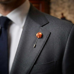 Rust Orange Rose Brooch – Sophisticated Floral Elegance