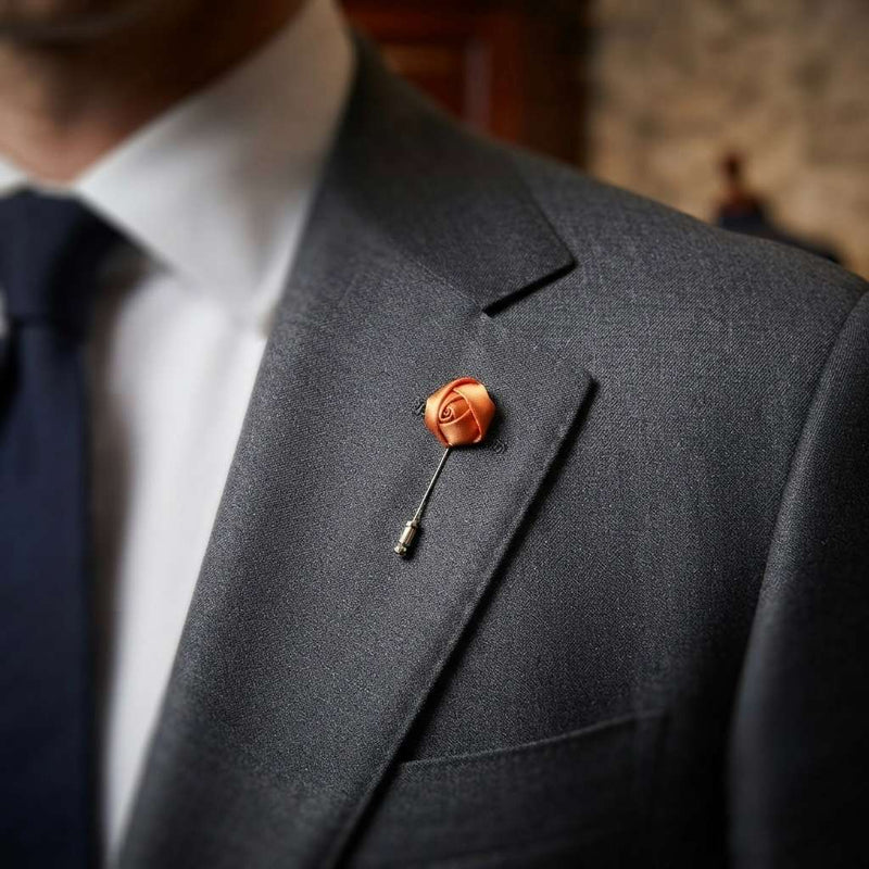 Rust Orange Rose Brooch – Sophisticated Floral Elegance
