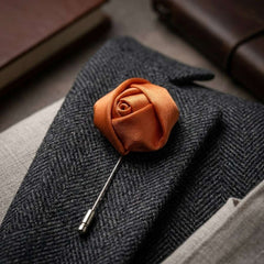 Rust Orange Rose Brooch – Sophisticated Floral Elegance