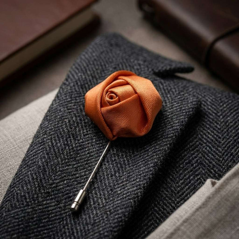 Rust Orange Rose Brooch – Sophisticated Floral Elegance