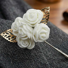 Elegant White Rose Brooch