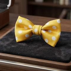 Mustard Yellow Polka Dot Bow Brooch
