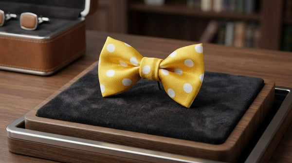 Mustard Yellow Polka Dot Bow Brooch