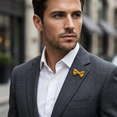 Mustard Yellow Polka Dot Bow Brooch