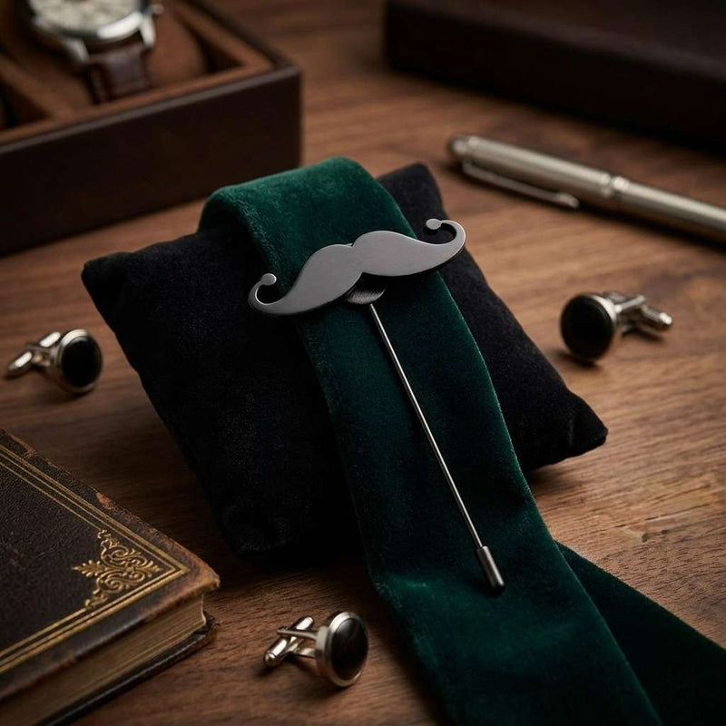 Classic Black Moustache Lapel Pin for Men