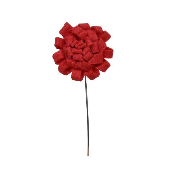 Elegant Red Floral Lapel Pin with Metallic Center