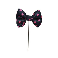 Navy Blue & Pink Polka Dot Bow Tie Lapel Pin