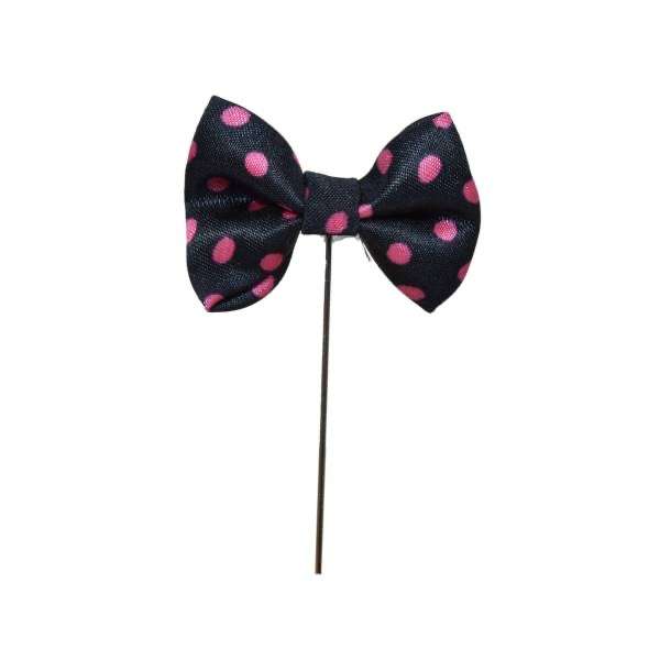 Navy Blue & Pink Polka Dot Bow Tie Lapel Pin