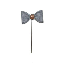 Elegant Silver Bow Tie Lapel Pin with Antique Gold Center