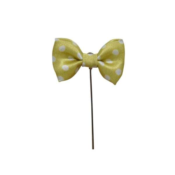 Yellow & White Polka Dot Bow Tie Lapel Pin