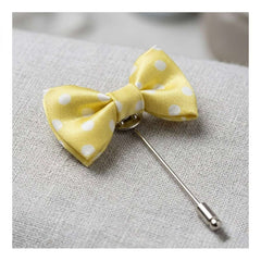 Yellow & White Polka Dot Bow Tie Lapel Pin
