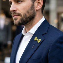 Yellow & White Polka Dot Bow Tie Lapel Pin