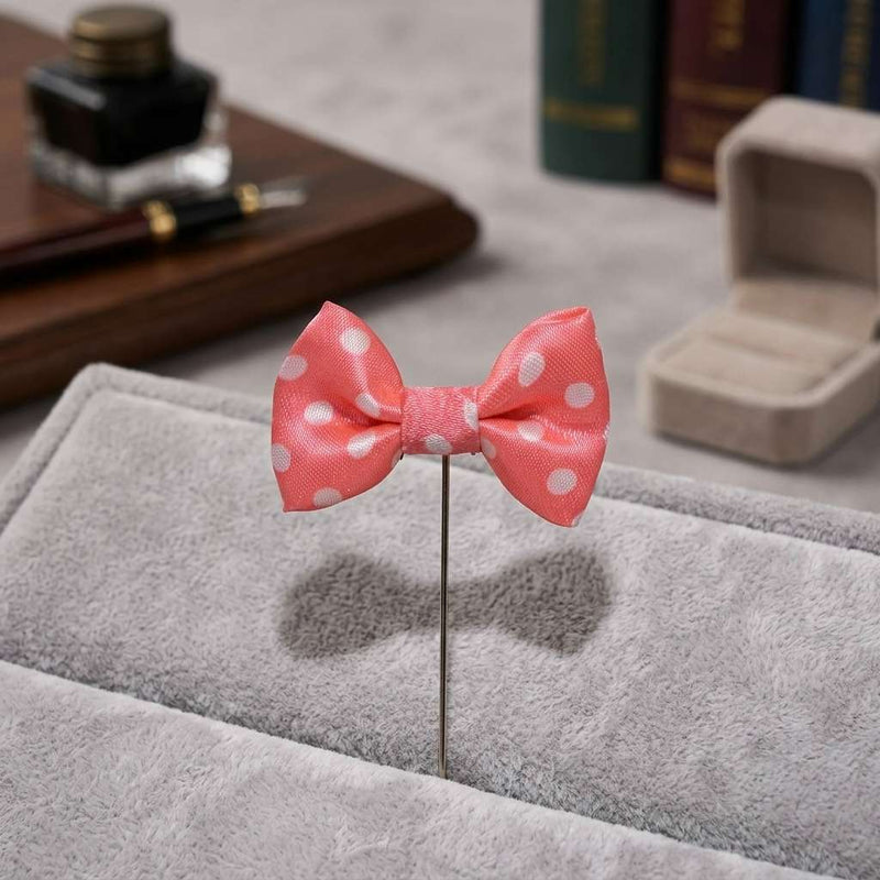 Pink Polka Dot Bow Brooch