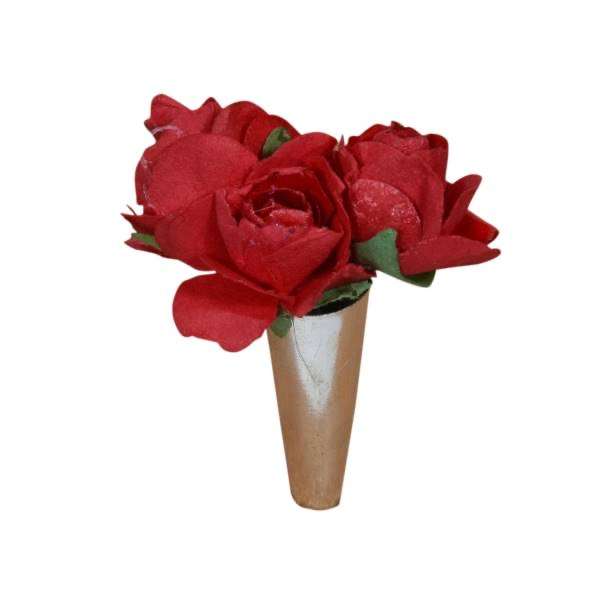 Red Rose Bouquet Brooch