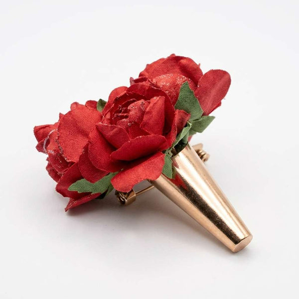 Red Rose Bouquet Brooch