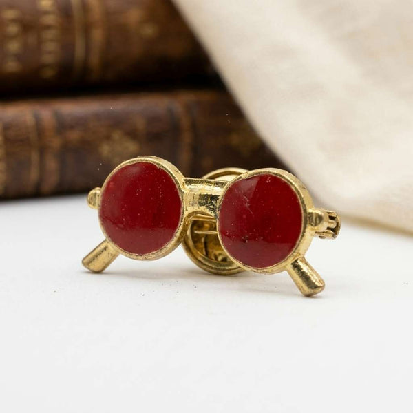 Red Double Circle Lapel Brooch