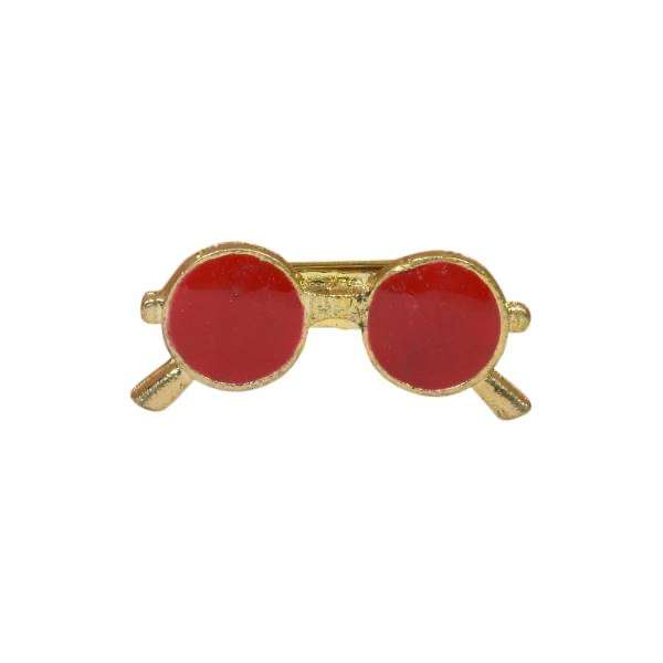 Red Double Circle Lapel Brooch