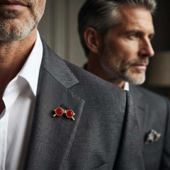 Red Double Circle Lapel Brooch