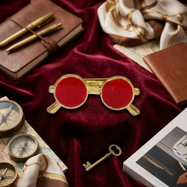Red Double Circle Lapel Brooch