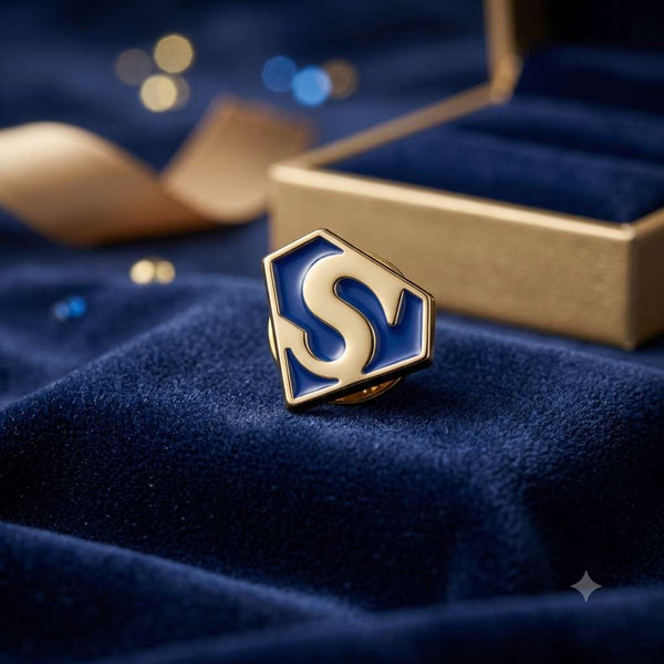 Royal Blue Initial “S” Lapel Brooch