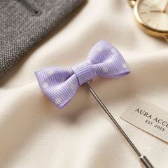Lavender Polka Dot Bow Brooch