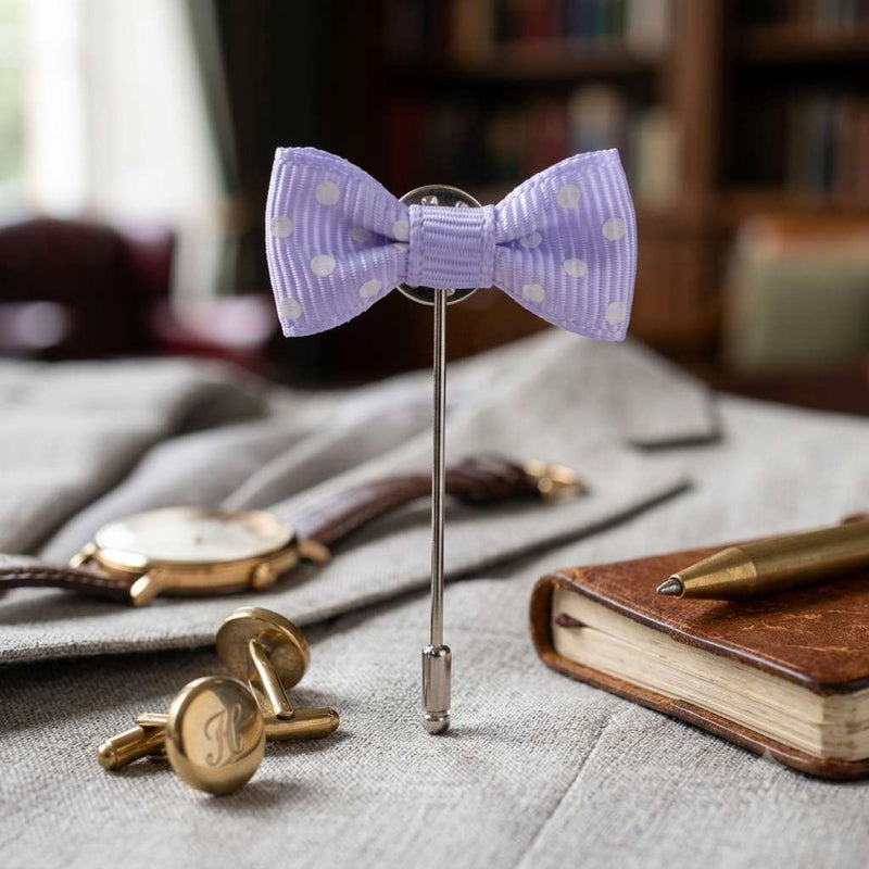 Lavender Polka Dot Bow Brooch