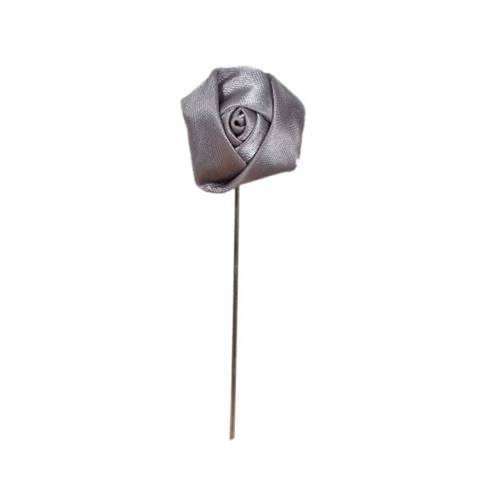 Silver Grey Rose Lapel Brooch