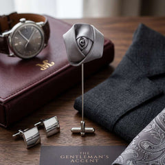 Silver Grey Rose Lapel Brooch