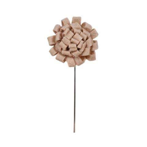 Beige Textured Floral Lapel Brooch