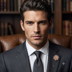 Beige Textured Floral Lapel Brooch