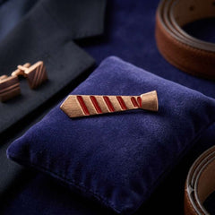 Rose Gold Striped Tie Brooch