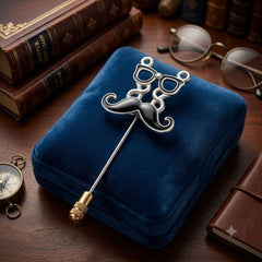 Sophisticated Moustache & Spectacles Broach