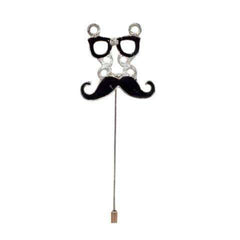 Sophisticated Moustache & Spectacles Broach