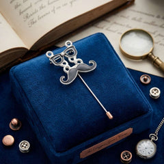 Sophisticated Moustache & Spectacles Broach