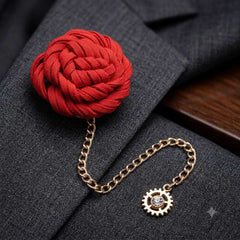 Red Knot & Gear Brooch