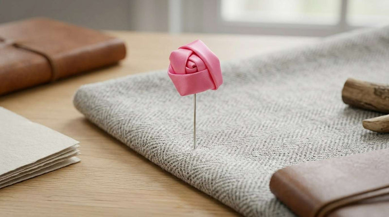Elegant Pink Rose Lapel Brooch