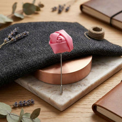 Elegant Pink Rose Lapel Brooch