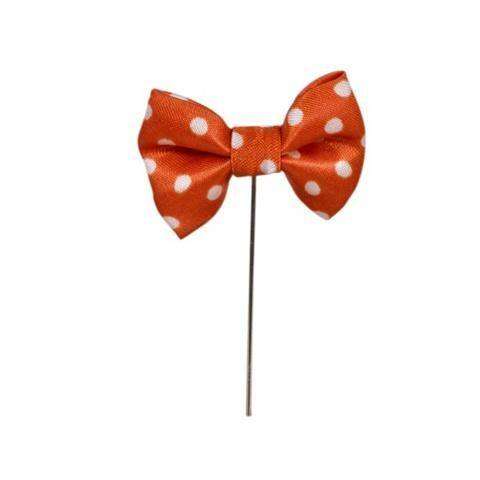 Elegant Orange Polka Dot Bow Brooch