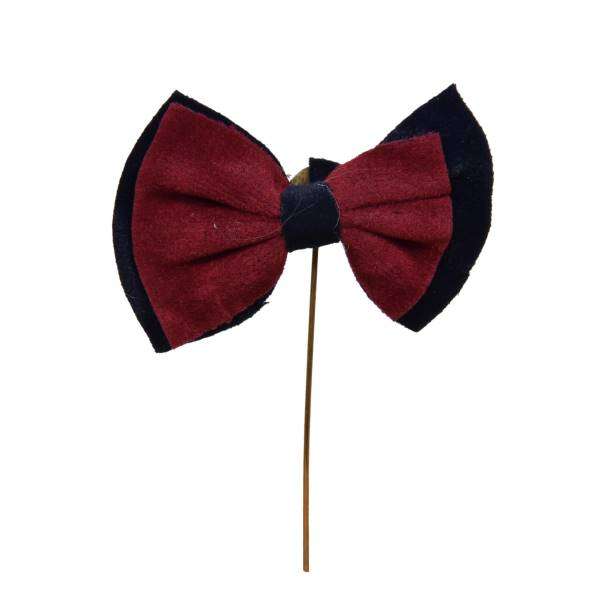 Elegant Red & Black Bow Brooch