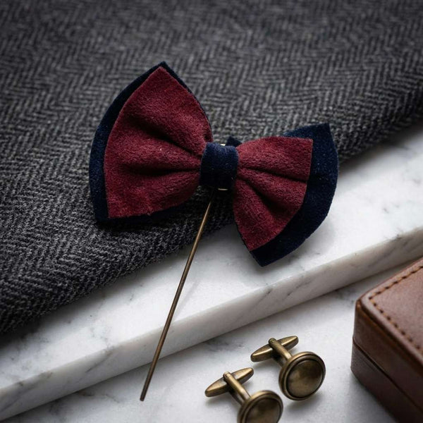 Elegant Red & Black Bow Brooch