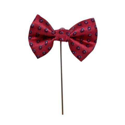Elegant Burgundy Patterned Bow Brooch