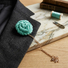 Elegant Mint Green Rope Flower Brooch