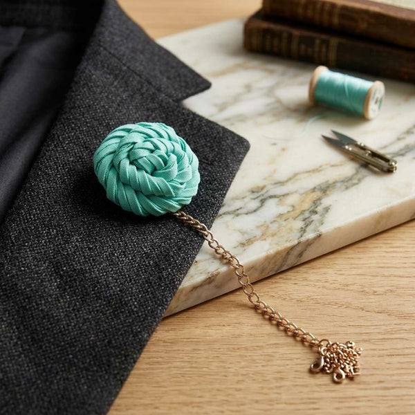 Elegant Mint Green Rope Flower Brooch