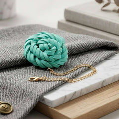Elegant Mint Green Rope Flower Brooch