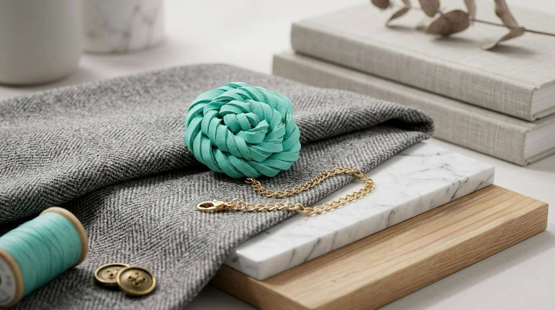 Elegant Mint Green Rope Flower Brooch