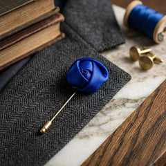 Royal Blue Rose Lapel Brooch